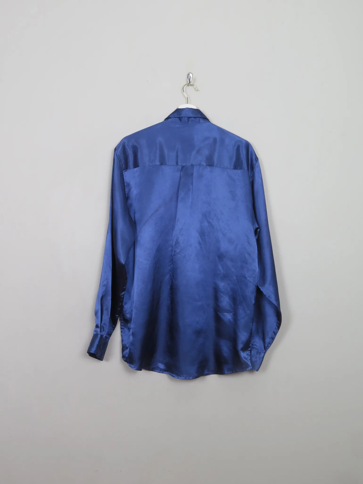 Men's Blue Satin Disco Shirt L