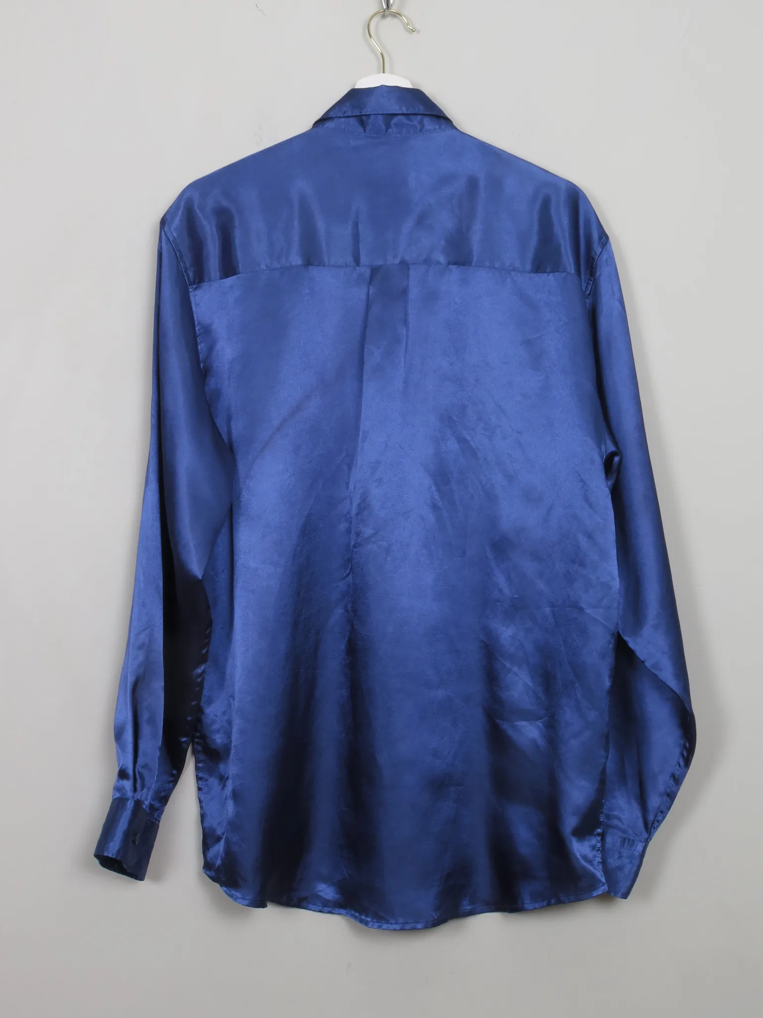 Men's Blue Satin Disco Shirt L