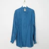 Men's Blue Silk Shirt M/L Oversized