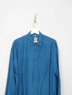 Men's Blue Silk Shirt M/L Oversized