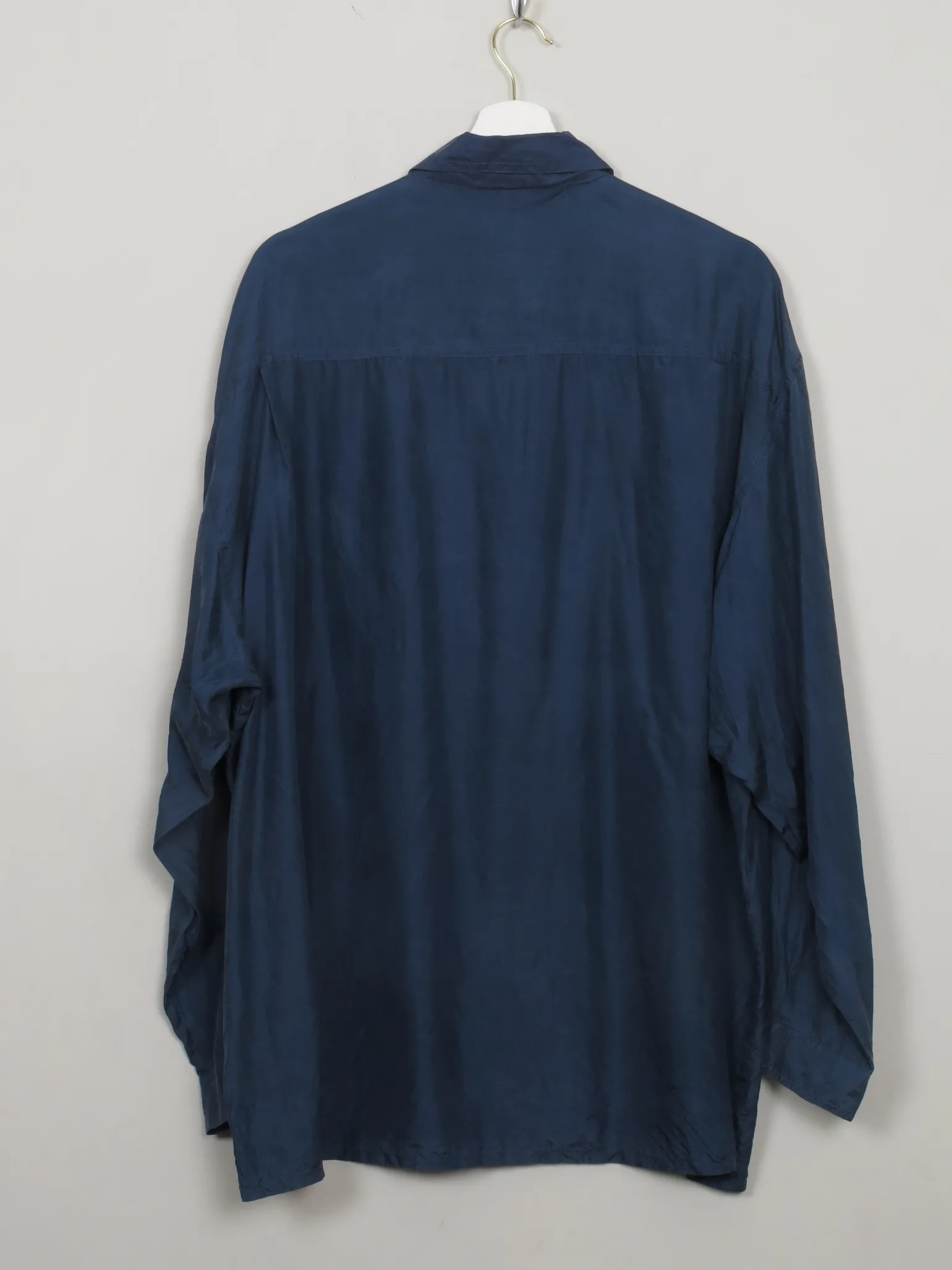 Men's Blue Vintage Silk Shirt L