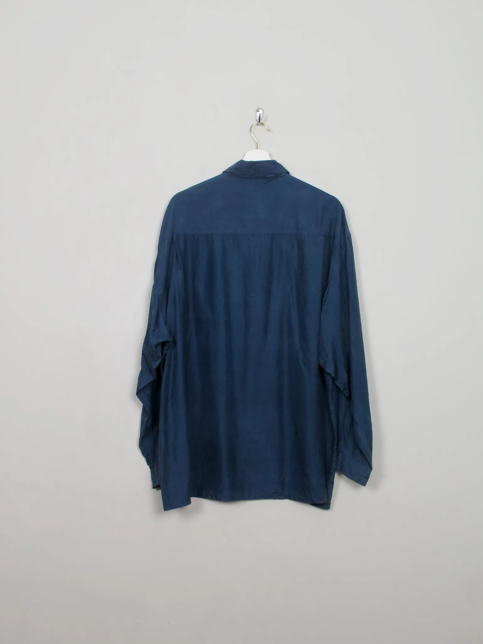 Men's Blue Vintage Silk Shirt L