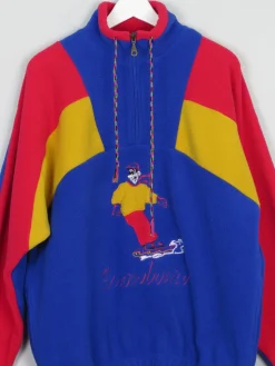 Men's Bright Vintage Snowboarding Style Fleece Pullover M/L
