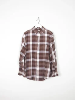 Men's Brown & White Vintage Flannel Shirt L