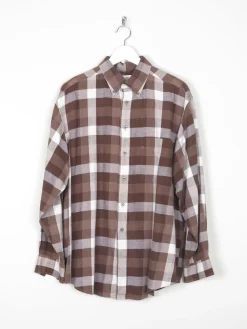 Men's Brown & White Vintage Flannel Shirt L