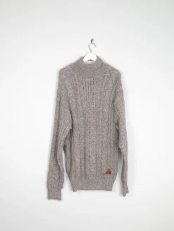 Men’s Brown Polo Neck Wool Vintage Jumper L/XL