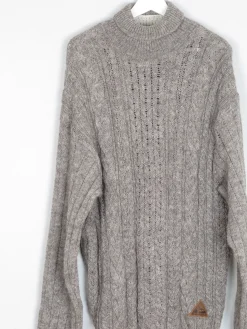 Men’s Brown Polo Neck Wool Vintage Jumper L/XL