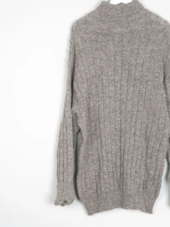 Men’s Brown Polo Neck Wool Vintage Jumper L/XL
