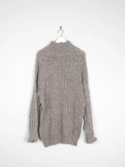 Men’s Brown Polo Neck Wool Vintage Jumper L/XL