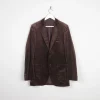 Men's Brown Vintage Velvet Pinstripe 1970s Tailored Jacket 40" S/M