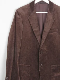 Men's Brown Vintage Velvet Pinstripe 1970s Tailored Jacket 40