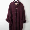 Men's Burgundy Vintage Duffle Coat L/XL