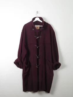 Men's Burgundy Vintage Duffle Coat L/XL