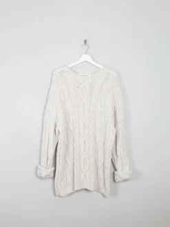 Mens Cable Knit Cream Vintage Jumper L/XL