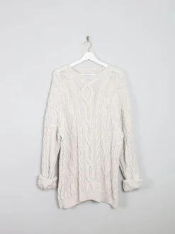 Mens Cable Knit Cream Vintage Jumper L/XL