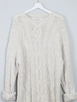Mens Cable Knit Cream Vintage Jumper L/XL