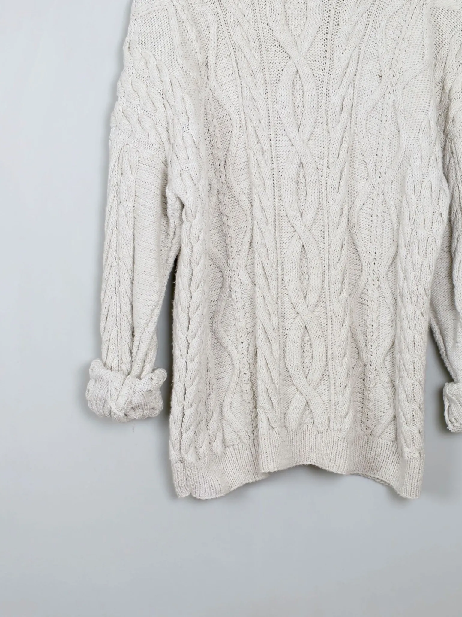 Mens Cable Knit Cream Vintage Jumper L/XL