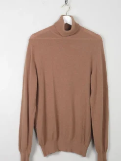 Men's Caramel Vintage Wool Polo Neck M