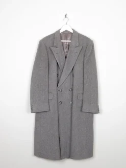 Men's Cashmere Double Breasted Vintage Grey Coat M
