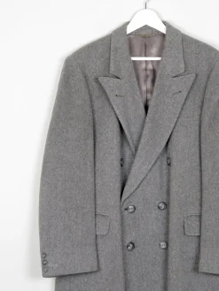 Men's Cashmere Double Breasted Vintage Grey Coat M