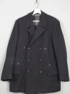 Men's Charcoal Grey Wool Vintage Short Vintage Coat 42