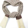 Mens Classic Vintage Cream & Brown Printed Cravat Style Scarf