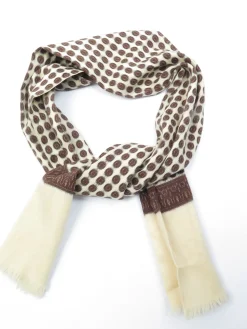 Mens Classic Vintage Cream & Brown Printed Cravat Style Scarf