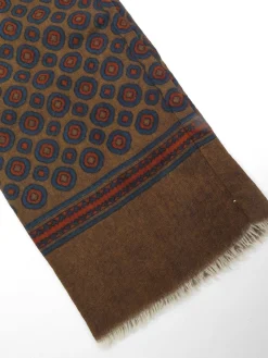 Mens Classic Vintage Green Printed Cravat Style Scarf