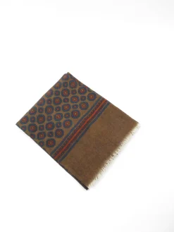 Mens Classic Vintage Green Printed Cravat Style Scarf
