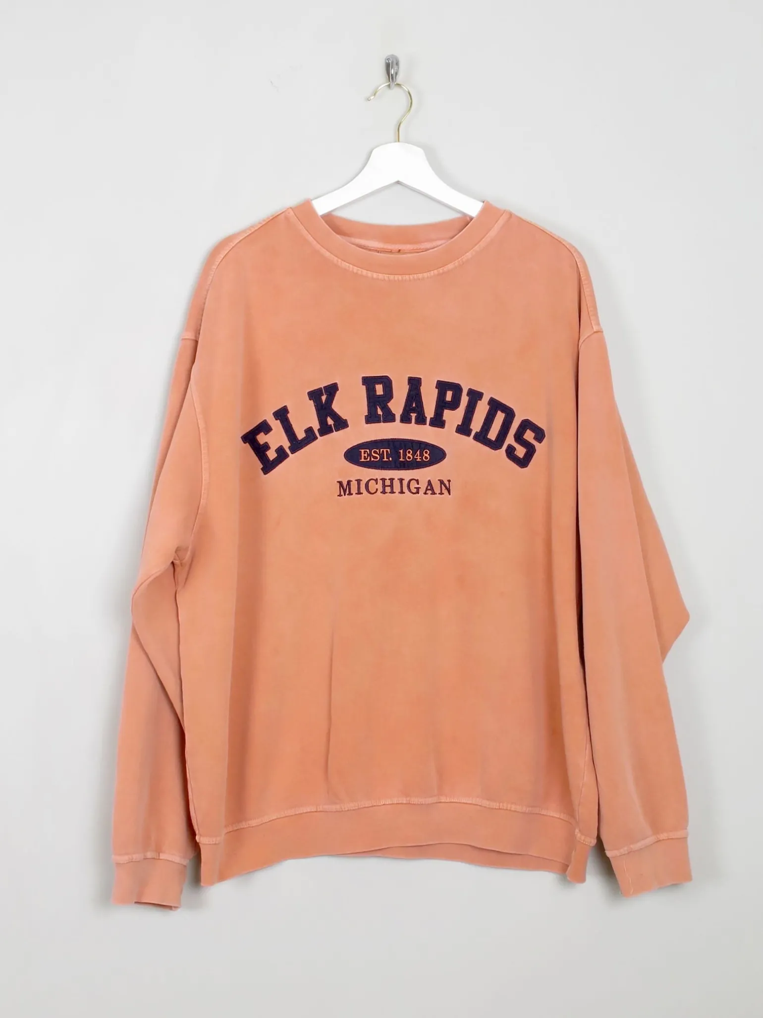 Men's Coral Vintage Sweatshirt Elk Rapids Michigan L