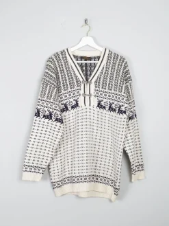 Men's Cream Nodic Style Reindeer Jumper M/L