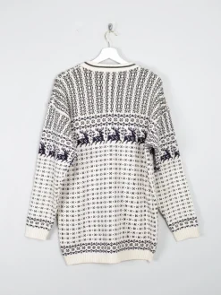 Men's Cream Nodic Style Reindeer Jumper M/L