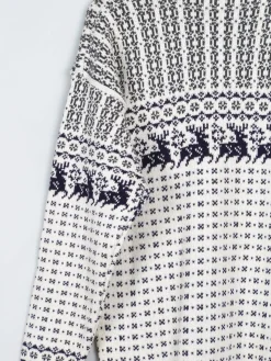 Men's Cream Nodic Style Reindeer Jumper M/L