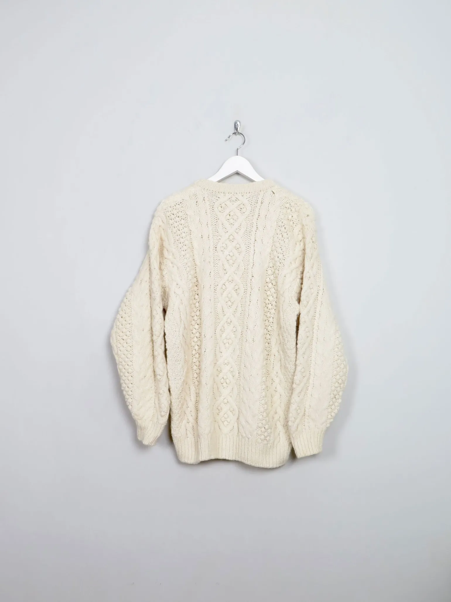 Men's Cream Vintage Aran Jumper L