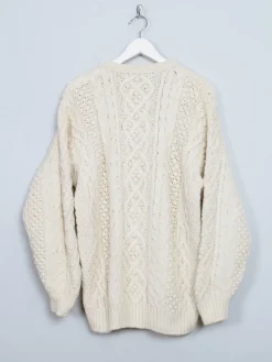 Men's Cream Vintage Aran Jumper L