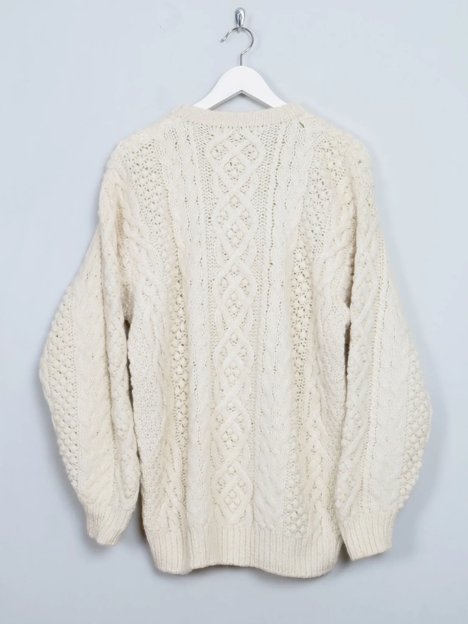 Men's Cream Vintage Aran Jumper L