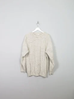 Men's Cream Vintage Cable Knit Jumper M/L
