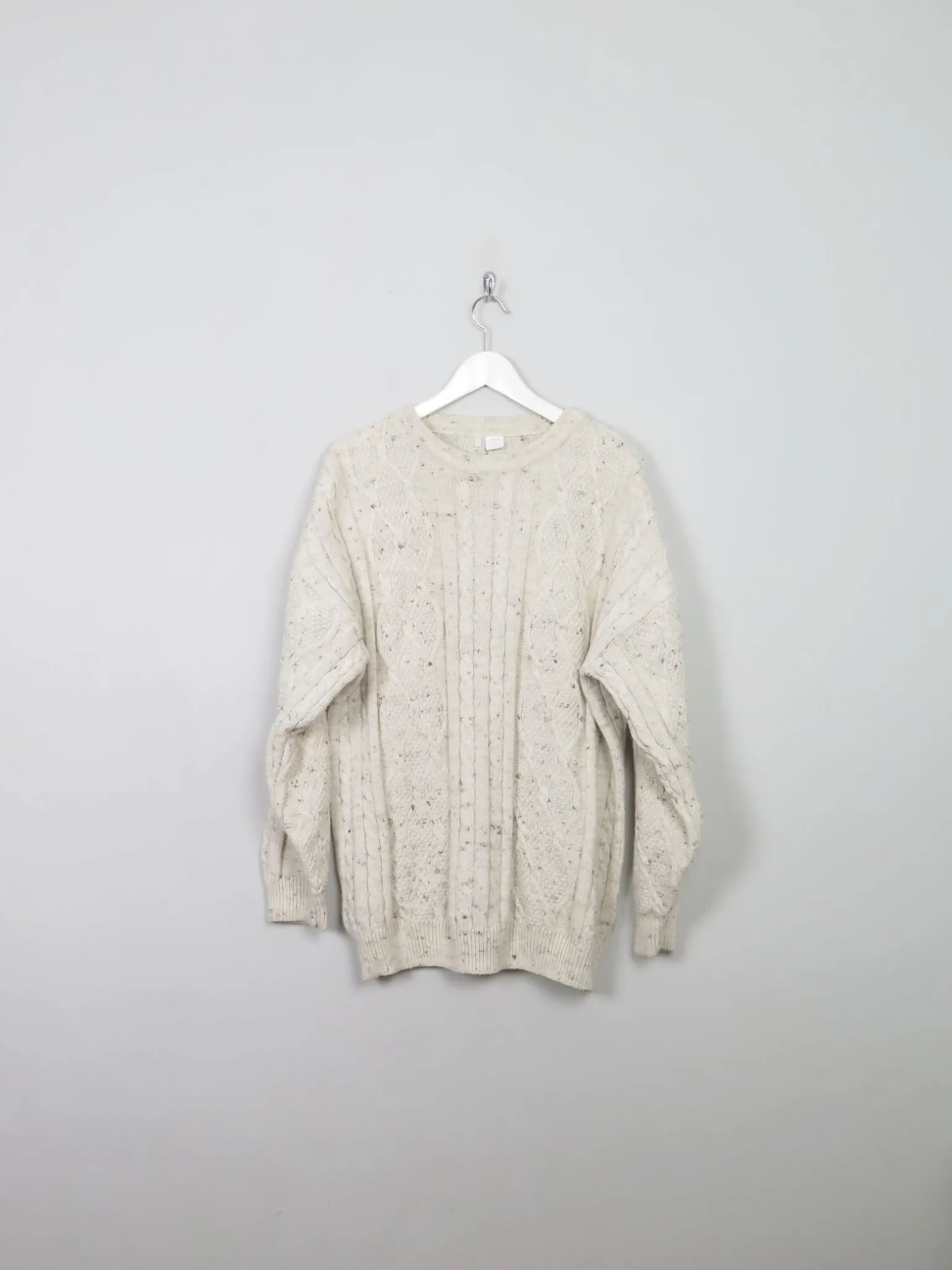 Men's Cream Vintage Cable Knit Jumper M/L