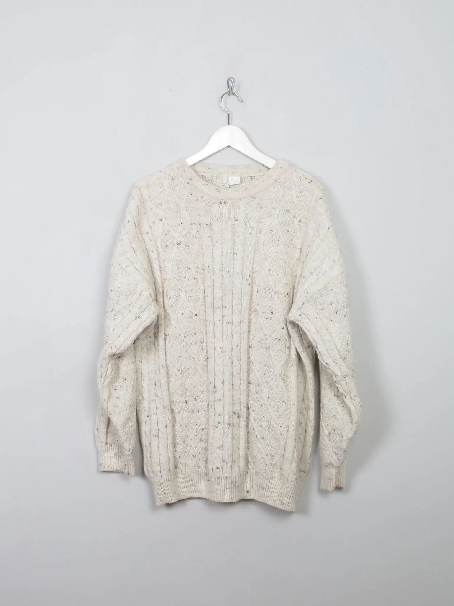 Men's Cream Vintage Cable Knit Jumper M/L