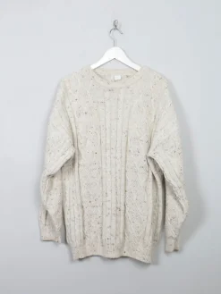 Men's Cream Vintage Cable Knit Jumper M/L
