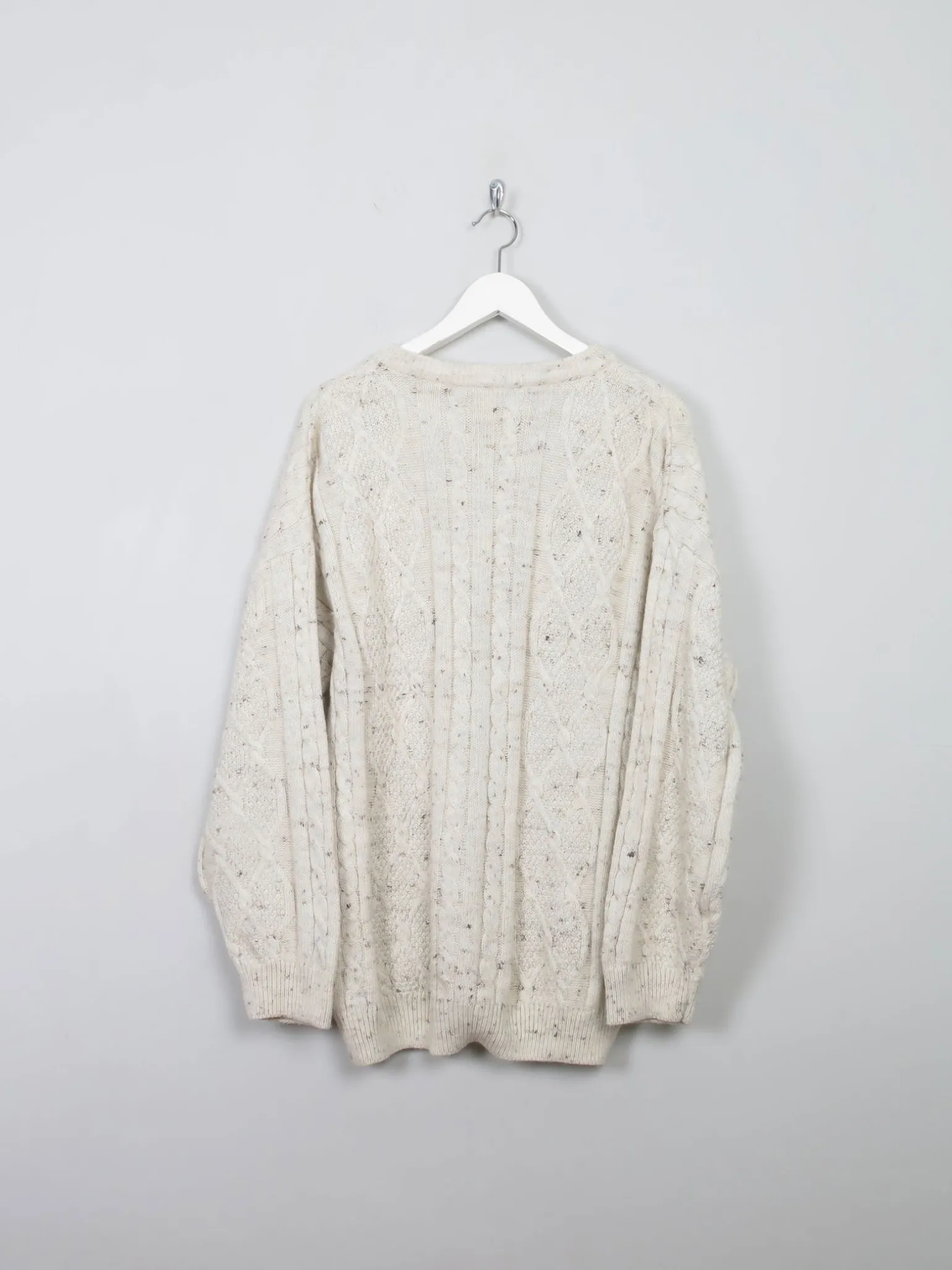 Men's Cream Vintage Cable Knit Jumper M/L