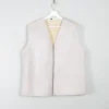 Mens Cream/Grey Sheepskin Gilet M