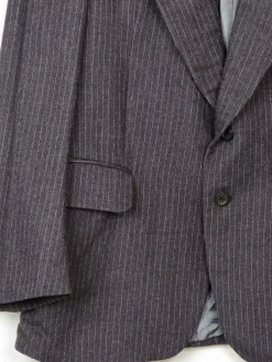 Men's Dark Grey 1970s Pinstripe Jacket 42