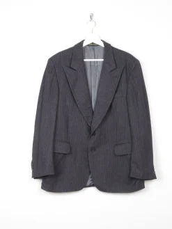 Men's Dark Grey 1970s Pinstripe Jacket 42