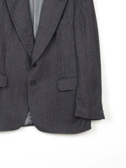 Men's Dark Grey 1970s Pinstripe Jacket 42