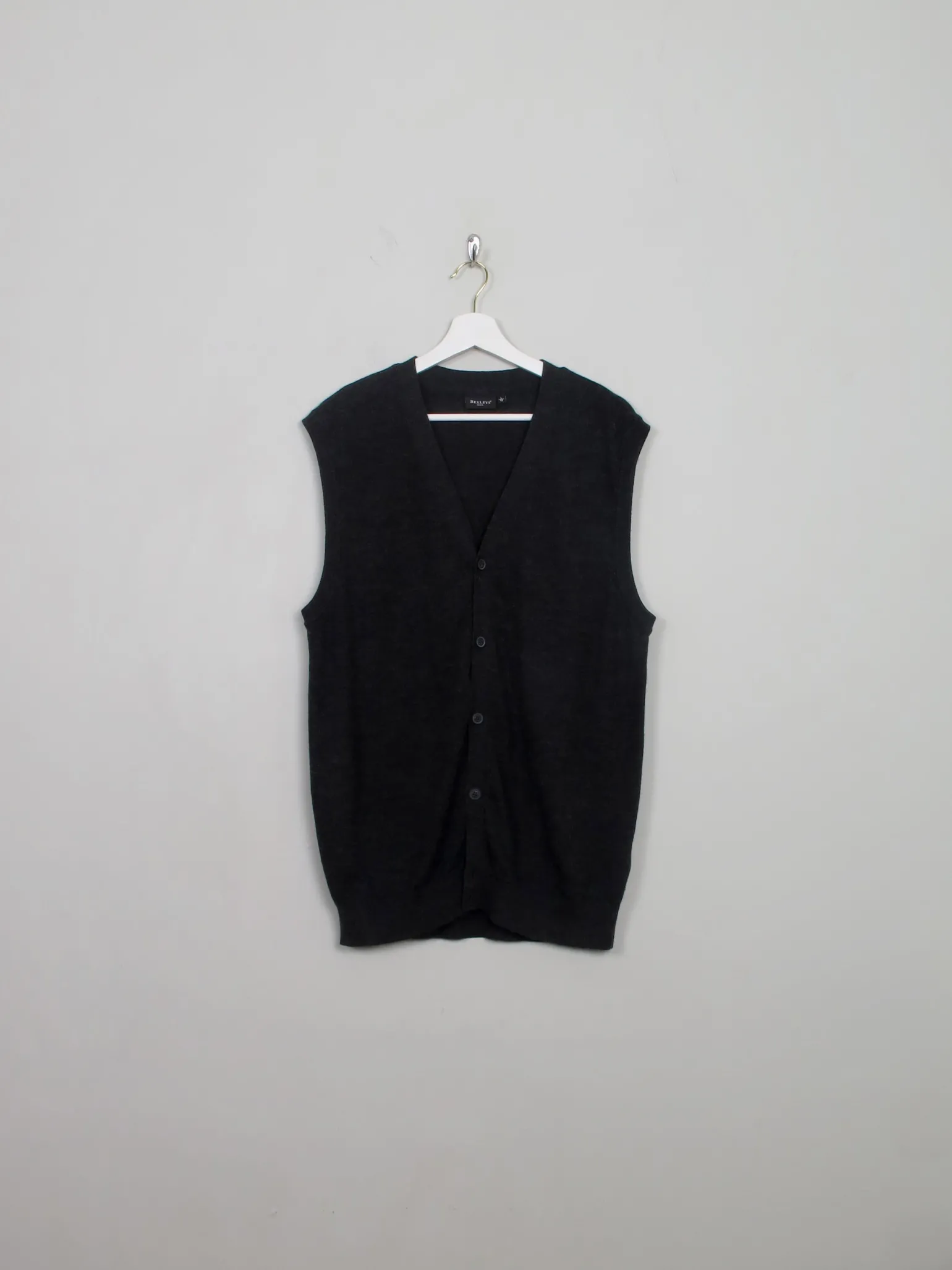 Men's Dark Grey Wool Gilet L