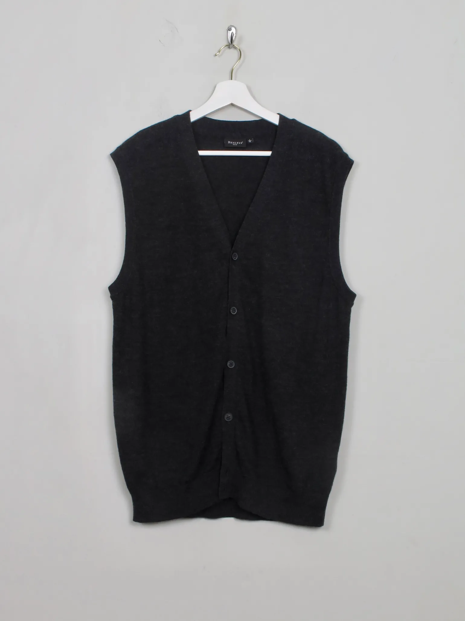 Men's Dark Grey Wool Gilet L