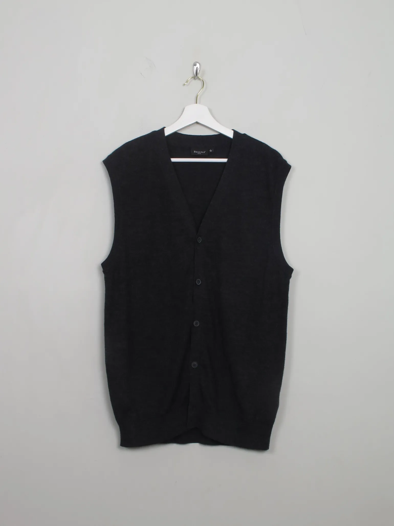Men's Dark Grey Wool Gilet L