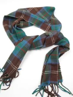 Men's Green & Brown Tartan Wool Scarf