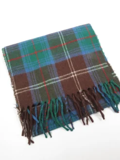 Men's Green & Brown Tartan Wool Scarf
